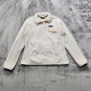 Patagonia Jacket Womens M Cream Raw‎ Linen Re-Tool Snap-T Fleece Pullover Hiking